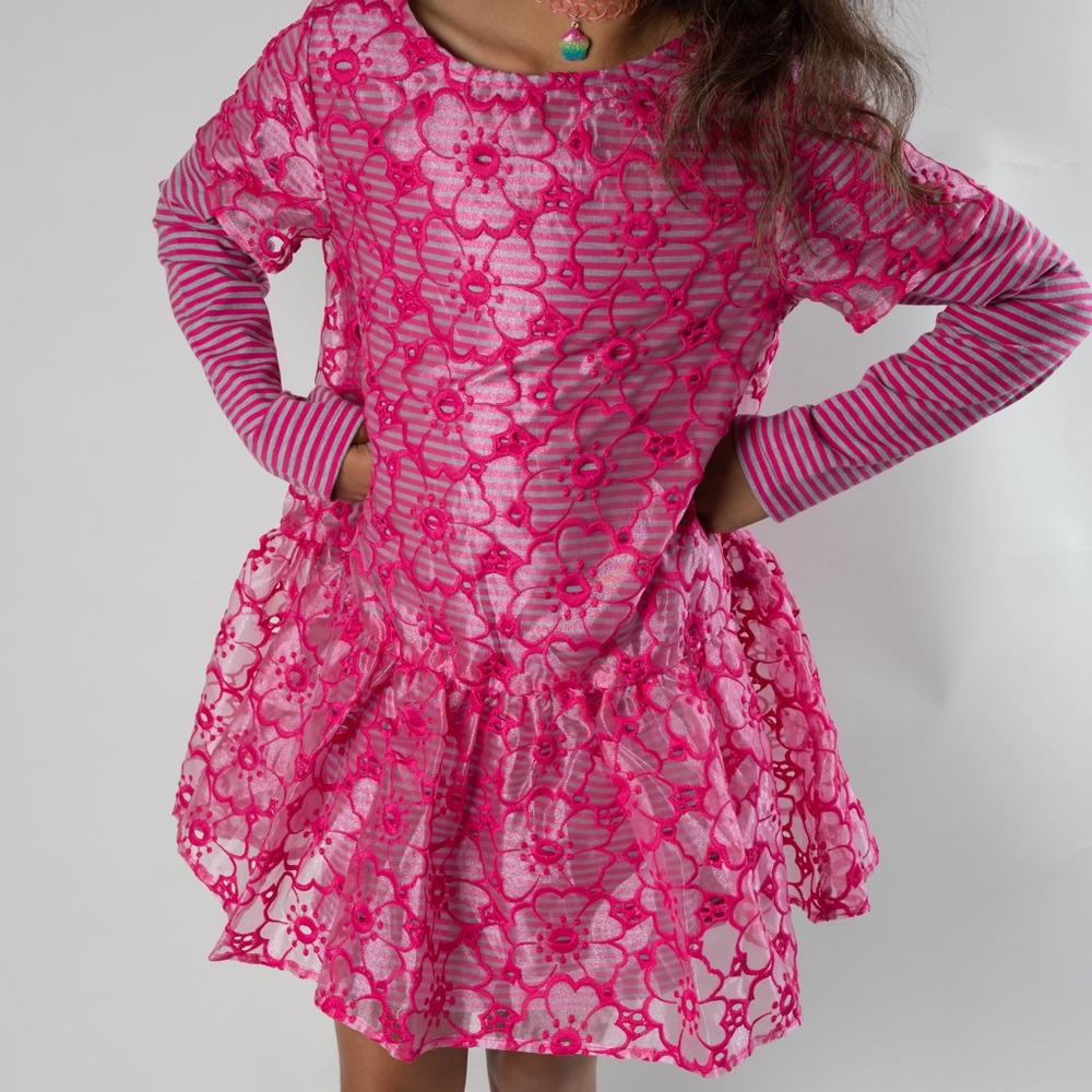 Chasing Fireflies pink floral and stripe dress